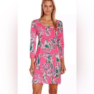 Lilly Pulitzer Bird Print Pullover Tunic Dress Size XS Pink Pima Cotton